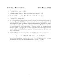 Homework 3 Problems for Statistical Theory | STAT 411 - Docsity