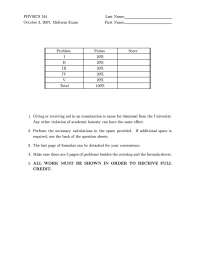 4 Problems On General Physics Iii Modern Physics Midterm Exam Phys 244 Docsity
