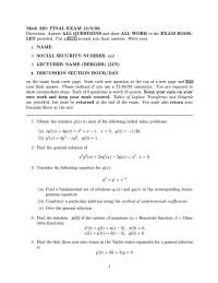 Final Exam with 9 Questions - Introduction to Differential Equations ...