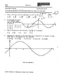 Practice Midterm Exam - Numerical Trigonometry | MATH 125 - Docsity