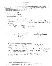 Introduction to Statistical Methods - Worksheet 6 | STAT 301 - Docsity