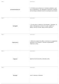 Glossary of Terms: Armamentarium, Levigate, Histrionics, et al.