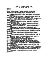 Derecho de las Cooperativas - Examen - Test 1 - Universidad Carlos III de Madrid