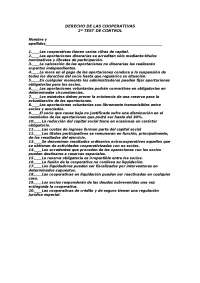Derecho de las Cooperativas - Prueba de Examen -  Test 2 - Universidad Carlos III de Madrid