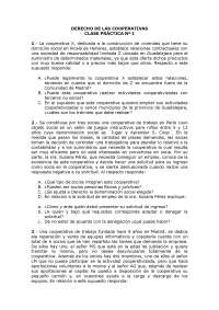 Derecho de las Cooperativas - Testo del Examen - Caso práctico I - Universidad Carlos III de Madrid