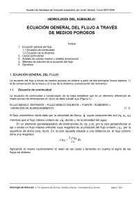 Ecuacion general del flujo a traves de medios porosos - Hidrologia Subterranea - Apuntes
