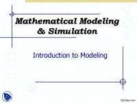 Introduction to Modeling-Mathematical Modeling and Simulation-Lecture Slides