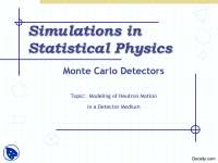 Modeling of Neutron Motion in a Detector Medium-Simulations in Statistical Physics-Lecture Slides