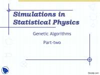 Genetic Algorithms-Simulations in Statistical Physics-Lecture Slides