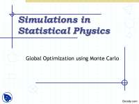 Global Optimization using Monte Carlo-Simulations in Statistical Physics-Lecture Slides
