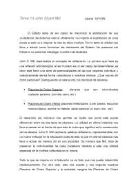 John Stuart Mill - Historia de la Teoría Política - Apuntes - Profesor Vallespín en Universidad Autónoma de Madrid  - 2009-2010