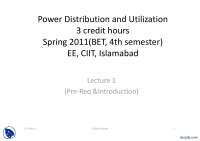 Introduction-Power Distribution and Utilization-Lecture Slides