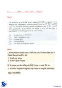 Diversity Factor and Demand Factor-Power Distribution and Utilization-Quiz Solution