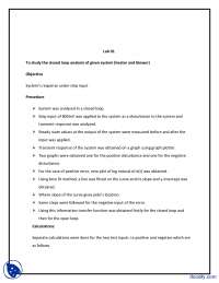 System’s Response Under Step Input-Linear Control Systems-Lab Report