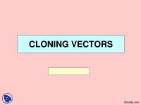 Cloning Vectors-Biological Cloning and Genetics-Lecture Slides