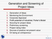 Generation and Screening of Project Ideas-Project Management-Lecture Slides