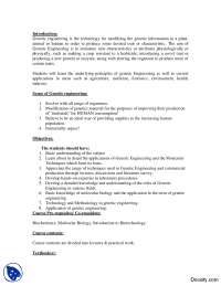 Course Outline-Genetic Engineering-Lecture Slides