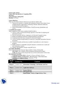 Course Outline-Introduction to Computing-Handout