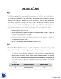 Calculation of Allowances and Net Pay-Database Computer Programming ...