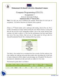 Excel Workbook-MS Excel-Assignment