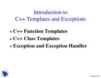 Introduction to Cpp Templates and Exceptions-Object Oriented Programming and Data Structures-Lecture Slides