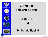 Basics of Genetic Engineering-Genetic Engineering-Lecture Slides