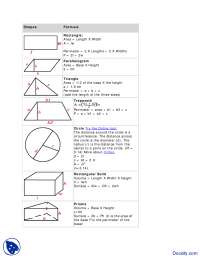 Shapes Formulae-Mathematics-Handout - Docsity