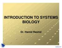 Basics of Systems Biology-Advanced Systems Biology-Lecture Slides
