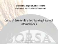 Corso di Economia e Tecnica degli Scambi Internazionali