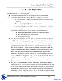 Goal Programming-Operation Research-Lecture Handout