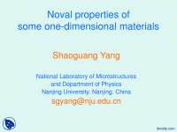 New Experimental Results of One-Dimensional Materials: Novel Properties and Applications