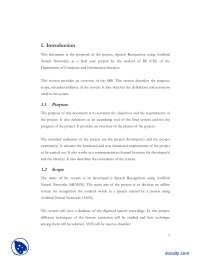Speech Recognition Using Artificial Neural Network Proposal-Computer Sciences-Project Report