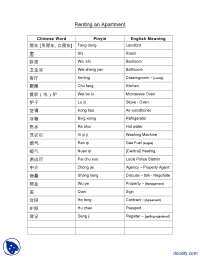 Renting an Apartment-Chinese Language Course-Lecture Slides