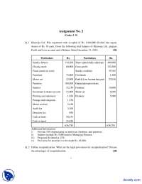 Profit And Loss Statement, Balance Sheets And Recapitalization-Advanced Accounting-Assignment