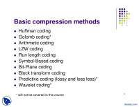 Basic Compression Methods-Colors Pictures And Digital Image Processing-Lecture Slides