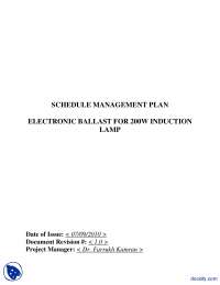 Schedule Management Plan Example-Engineering Project Management-Handout