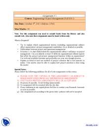 Method of Project Selection-Engineering Project Management-Assignment