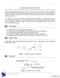 Programmable Logic Controller-Control Systems-Lab Reports