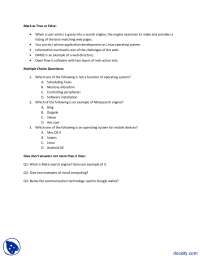 Search Engines, Operating Systems-Fundamentals of Computers and Information Technology-Quiz