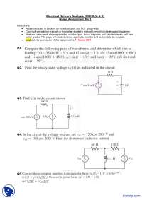 Circuits-Electrical Network Analysis-Assignment