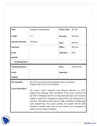 Course Outline-Computer Fundamentals-Course Description