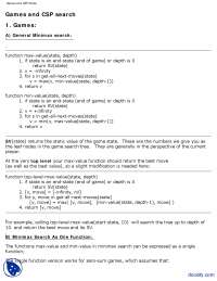 Games and CSP-Artificial Intelligence-Tutorial Handout