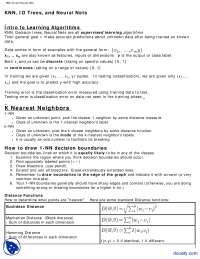 KNN, ID Trees, and Neural Nets-Artificial Intelligence-Tutorial Handout