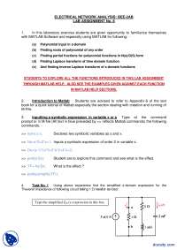Introduction to Matlab-Electrical Network Analysis-Lecture Handout