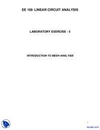 Mesh Analysis-Linear Circuit Analysis-Lab Mannual
