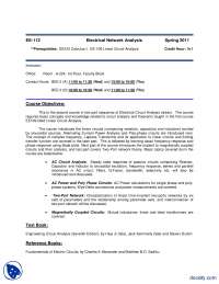 Course Outline-Electrical Network Analysis-Course Outline