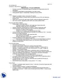 Menstrual Cycle Overview-Basics of Cancer Cytogenetic-Lecture Handout