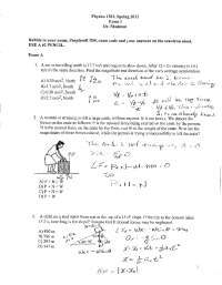 Introductory General Physics I - Solved Exam 1 | PHYS 1301 - Docsity