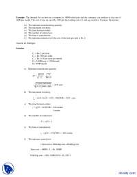 Manufacturing Model With Shortages-Operation Research-Handouts