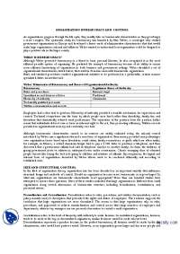 Organization Bureaucracy And Control-Organization Theory and Design-Handouts